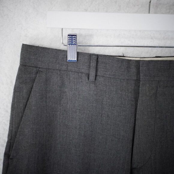 Banana Republic Gray Birdseye Polyester Flat Front Mid Rise Dress Pants 33/33 - Picture 2 of 7